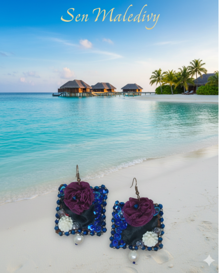 Šité dizajnové náušnice "Sen Maledivy"